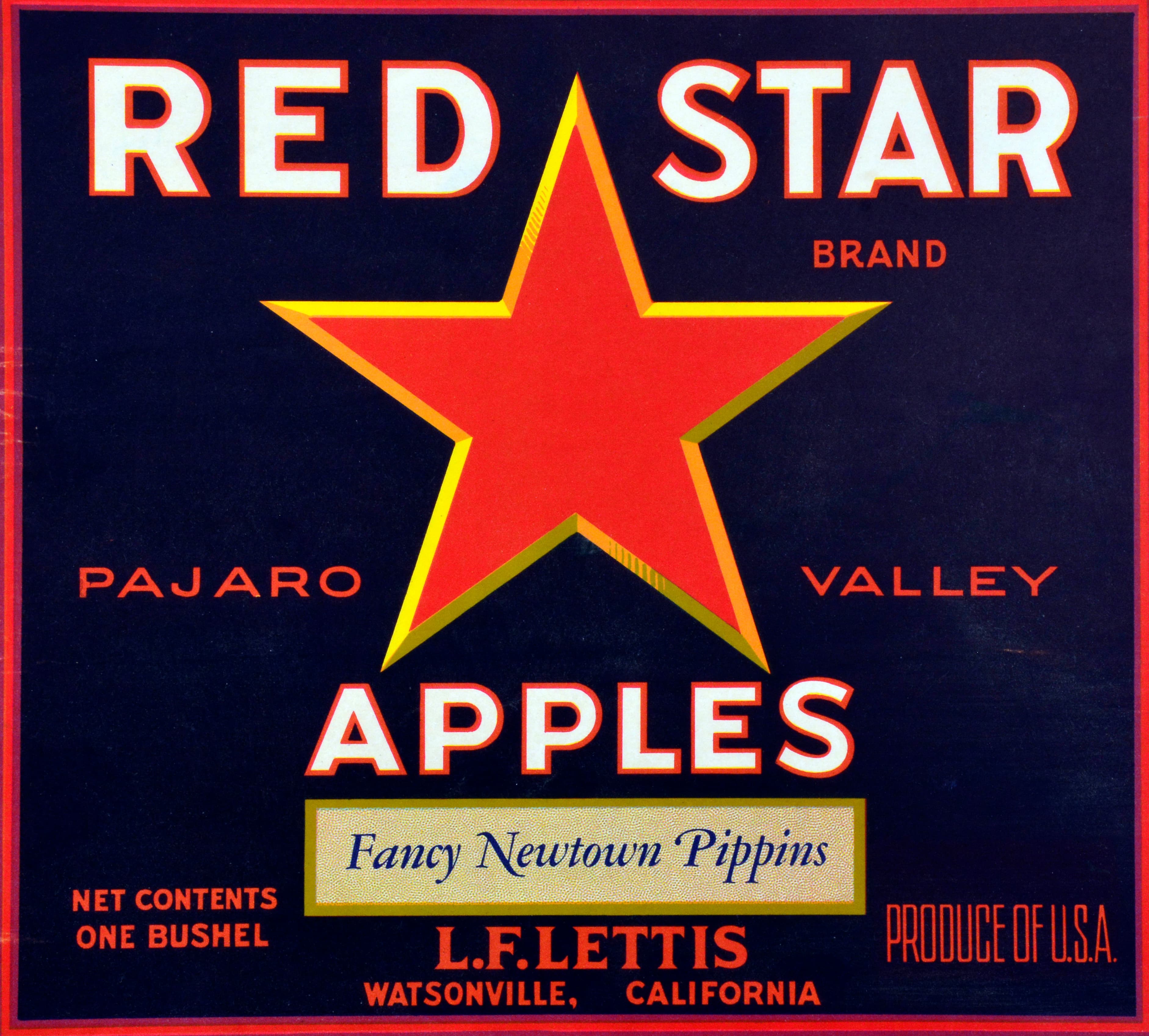 Red Star Apple Crate Label