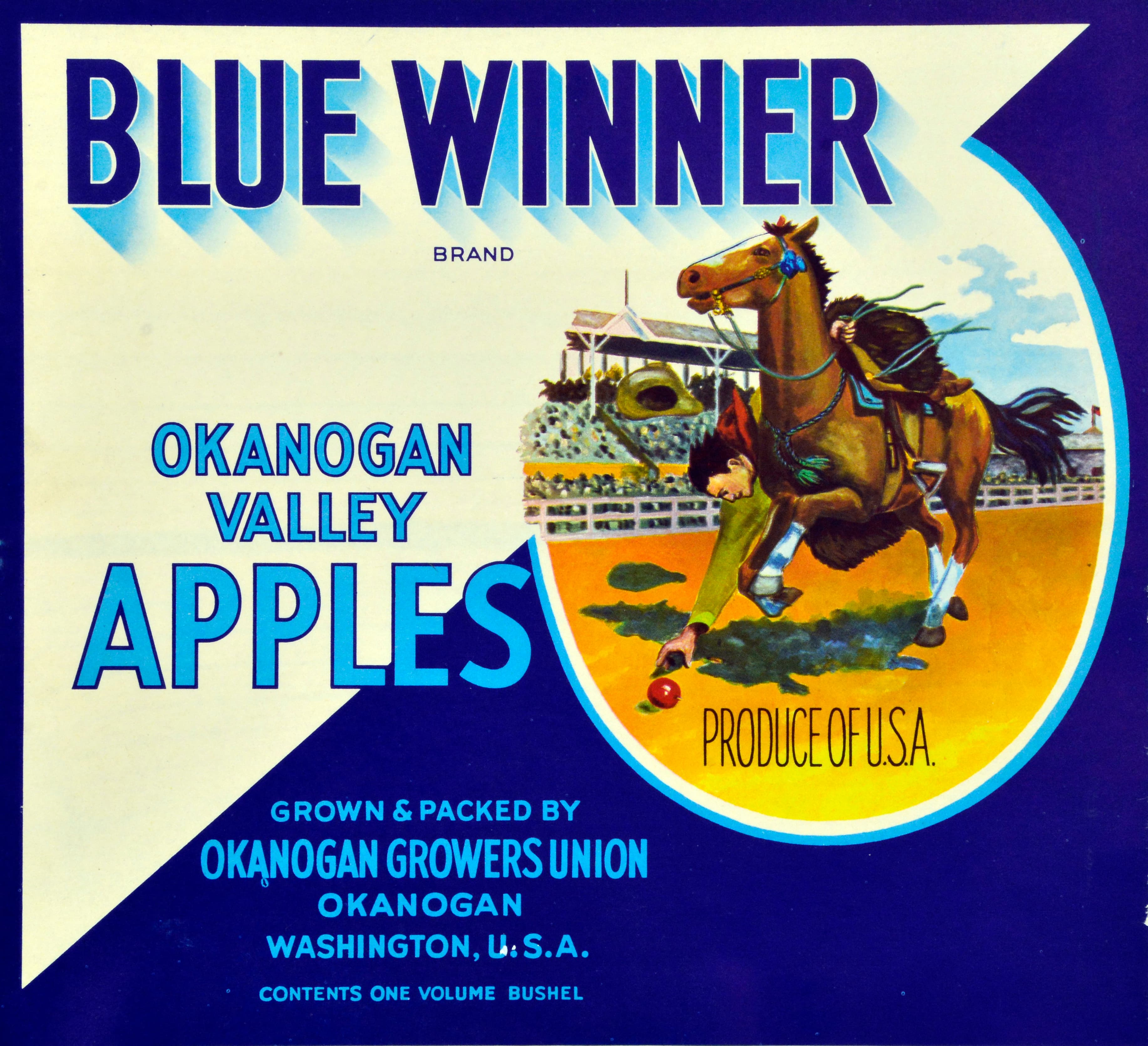 Blue Winner Apple Crate Label