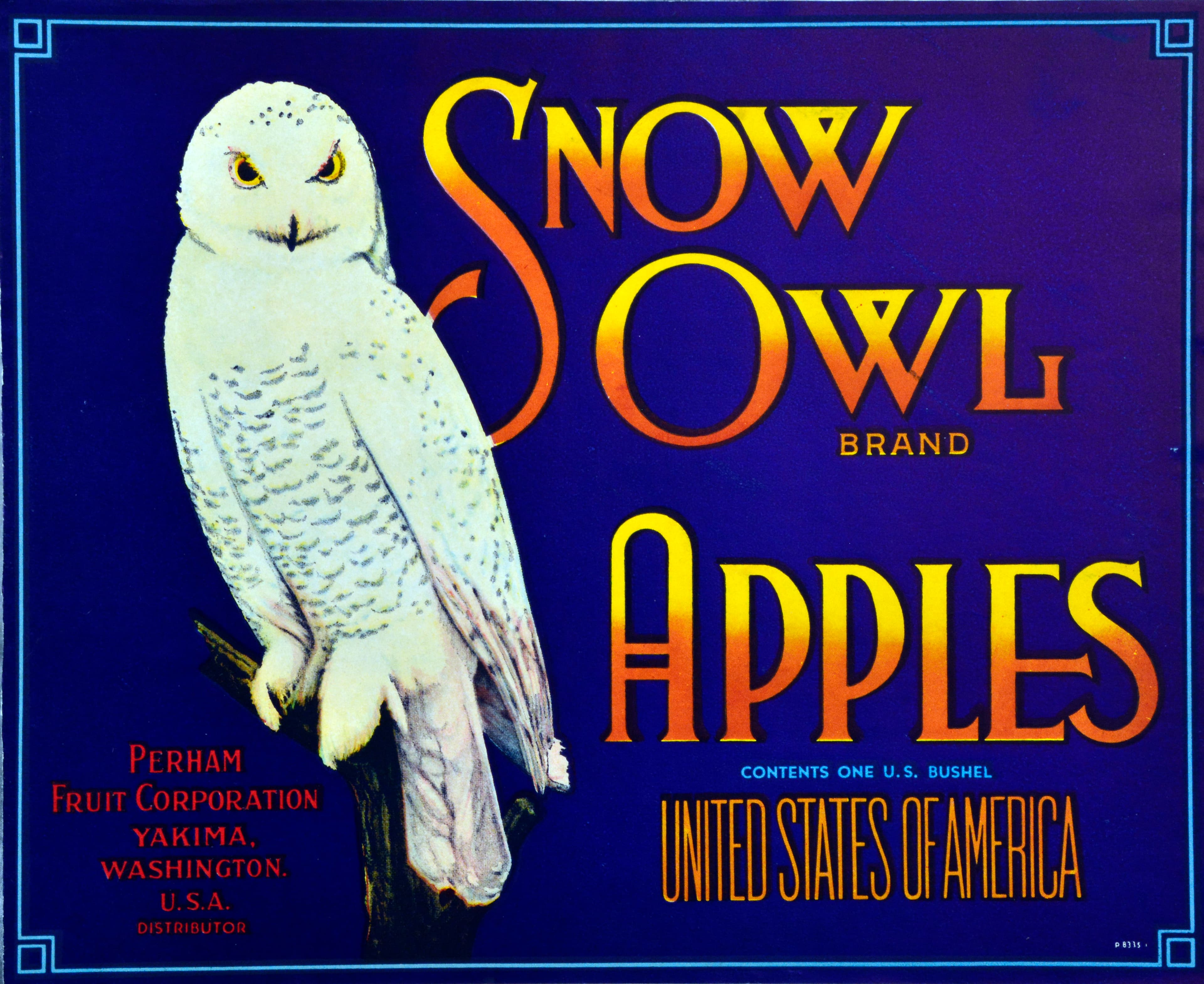 Snow Owl Apple Crate Label
